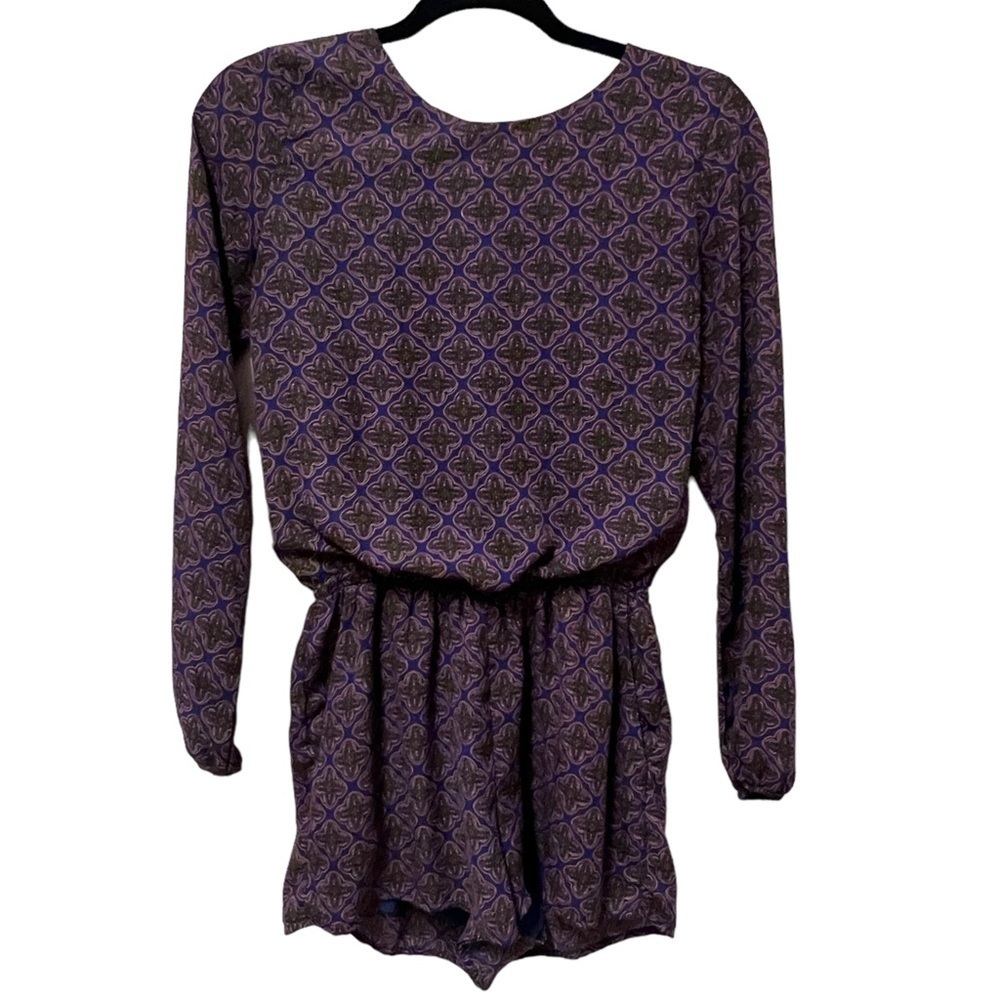 LUCCA COUTURE Women’s Purple Long Sleeve Open Back Romper, Size XS - Picture 2 of 14
